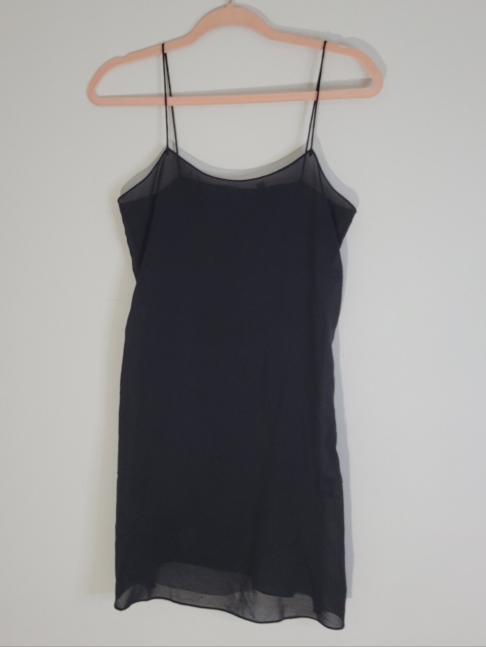 Theory Black Sheer Slip Dress Women Size O.